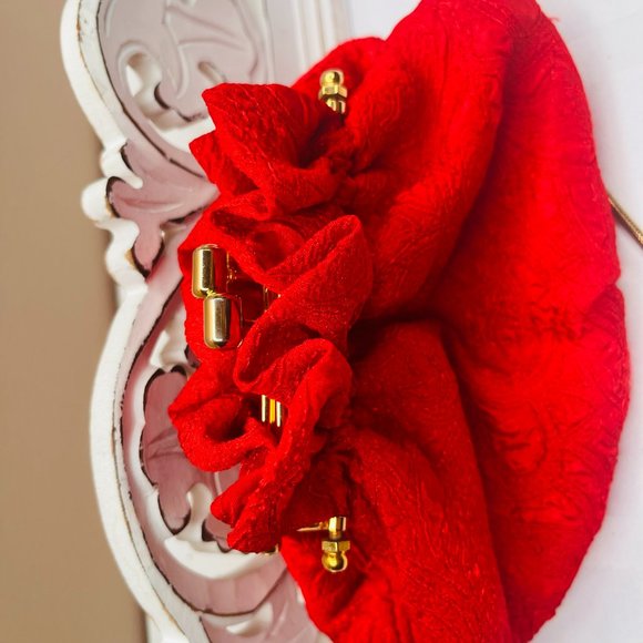 Antique 1990s Vanessa Red Small Elegant Evening Handbag Clutch Purse - Picture 2 of 9